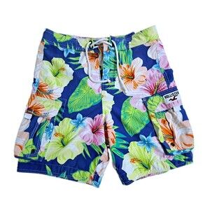 Hollister Boardshorts Swim Trunks Mens Medium Hawaiian Floral Hibiscus Tropical
